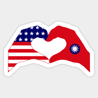 We Heart USA & Taiwan Patriot Flag Series Sticker